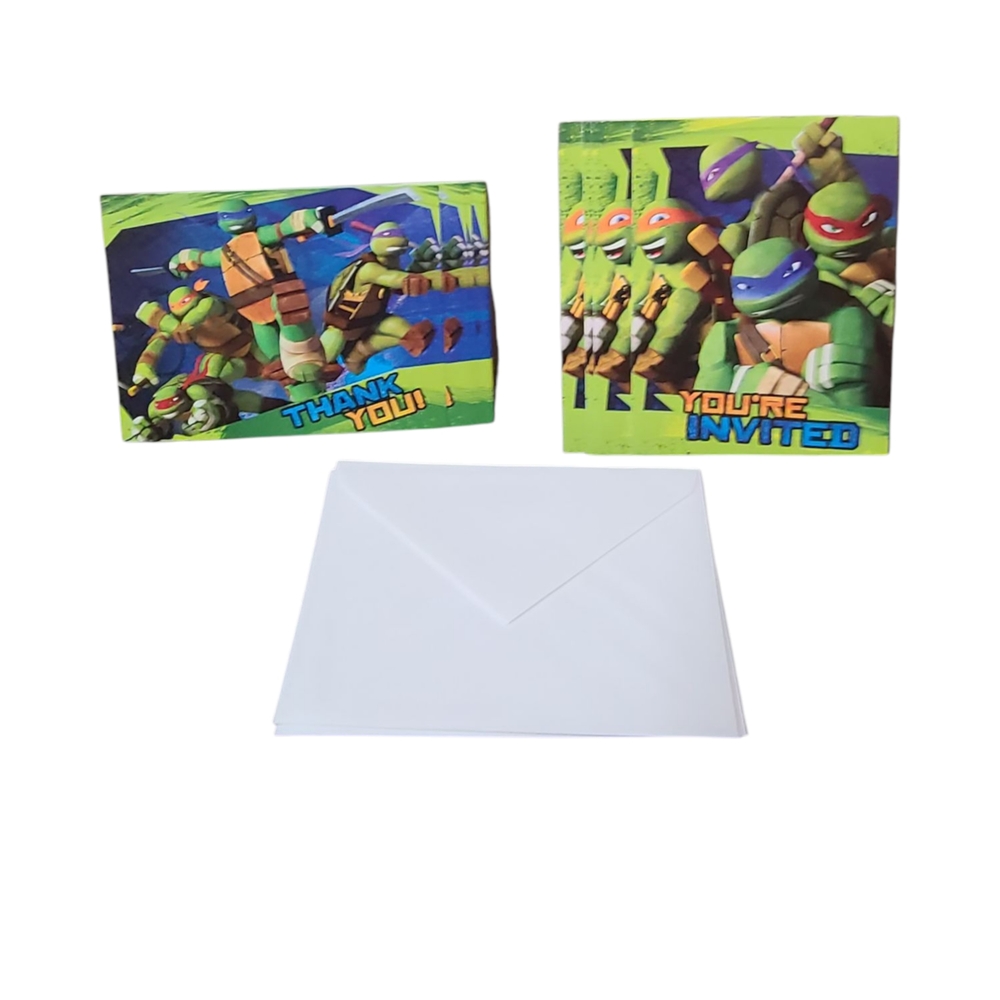 Teenage Mutant Ninja Turtles Birthday Party Invitations And Thank You Postcards